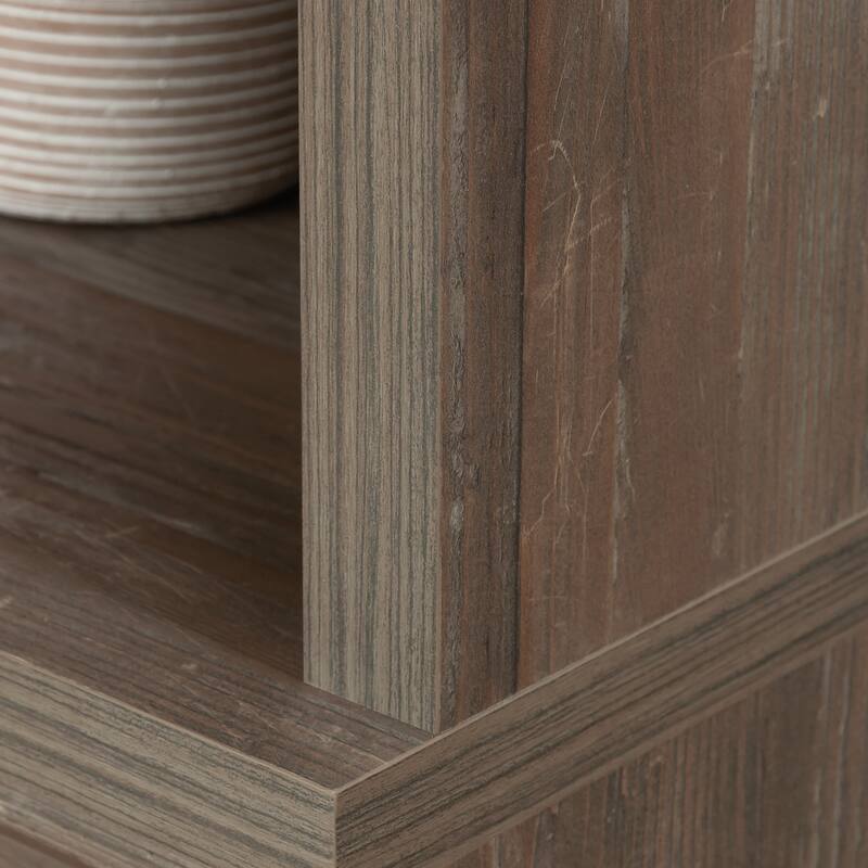 Wood Library Hutch with Adjustable Shelves, Brown - 31.26" W x 15.33" D x 41.34" H