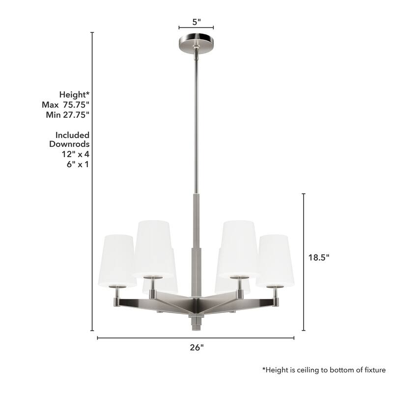 Hunter Nolita Chandelier - Entry, Dining Room, Living Room, Bedroom - Modern, Transitional - Glass Shades