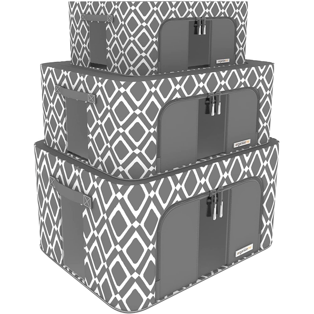 Fab totes Storage Bins [3-Pack], Foldable Storage Baskets for Organizing  Toys, Books, Shelves, Closet, Large Storage Box with Rope Handles, Sturdy  Organizer Bins, White & Grey