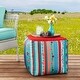 preview thumbnail 1 of 3, 16" x 16" x 16" Stripe Square Outdoor Pouf, Floral Floral - Medium