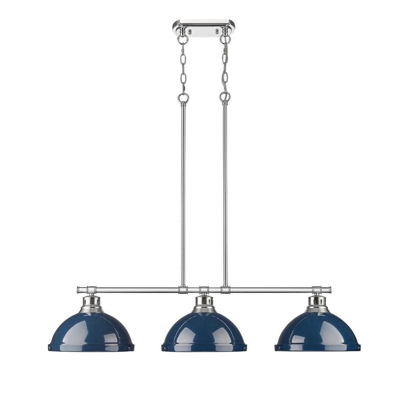 Yep by Golden Lighting Duncan 3-light Island Light in Chrome and Navy Blue shade