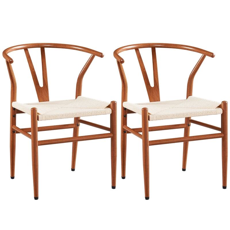 Yaheetech Modern Weave Y-Shaped Dining Chair with Solid Metal Frame
