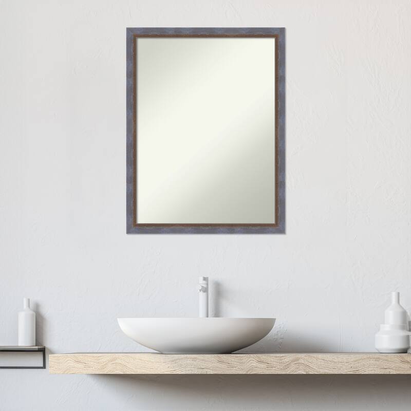 Two Tone Non-Beveled Wood Framed Bathroom Vanity Wall Mirror
