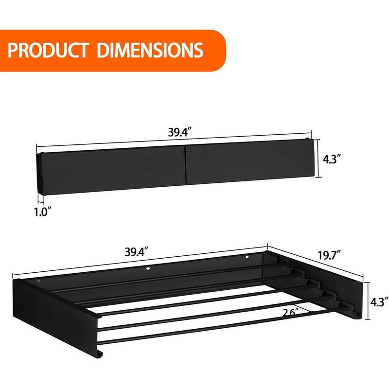 Collapsible Wall Drying Rack - 40" Wide, 60 lb Capacity