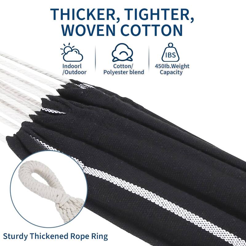 450lb Large Capacity Double Hammock with Steel Stand with Carry Bag for Patio Backyard Poolside