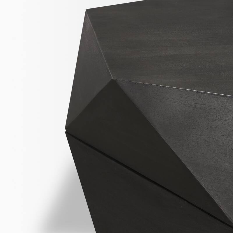 Arreto Black Solid Wood Hexagonal Coffee Table With Storage