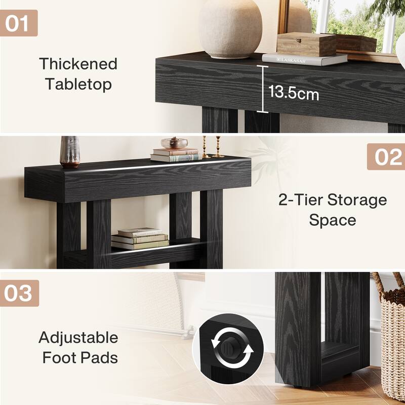 41.34'' Farmhouse Entryway Sofa Console Table with Storage Shelves