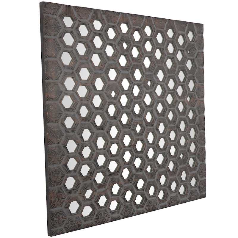 Gray Wooden Handmade Inspired Coral Home Wall Decor with Mirror Backing