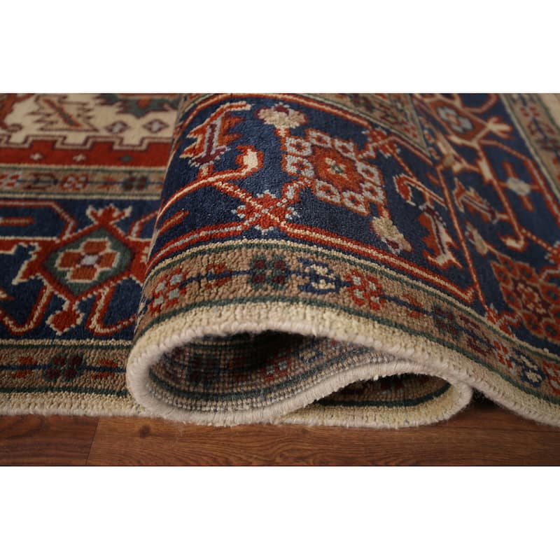 Geometric Heriz Serapi Oriental Area Rug Hand-Knotted Wool Carpet - 7'11"x 9'6"