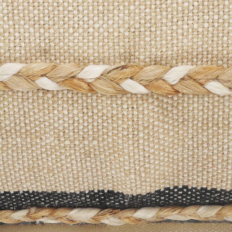 Sevita Atlantis Black and Taupe Throw Pillow with Jute Braiding and Fringe