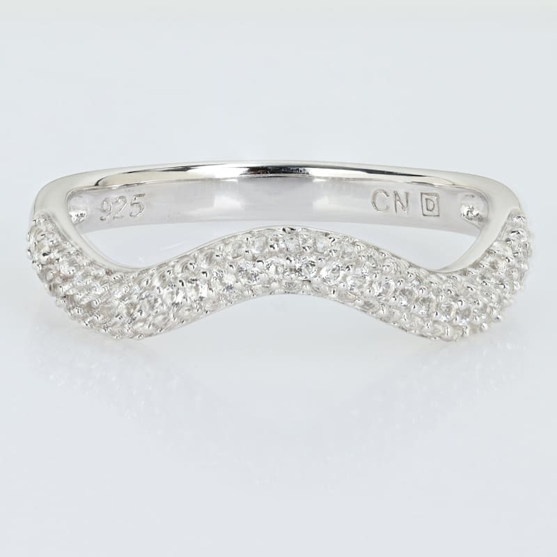 Miadora 3/8ct TGW White Topaz Curved Ring Sterling Silver