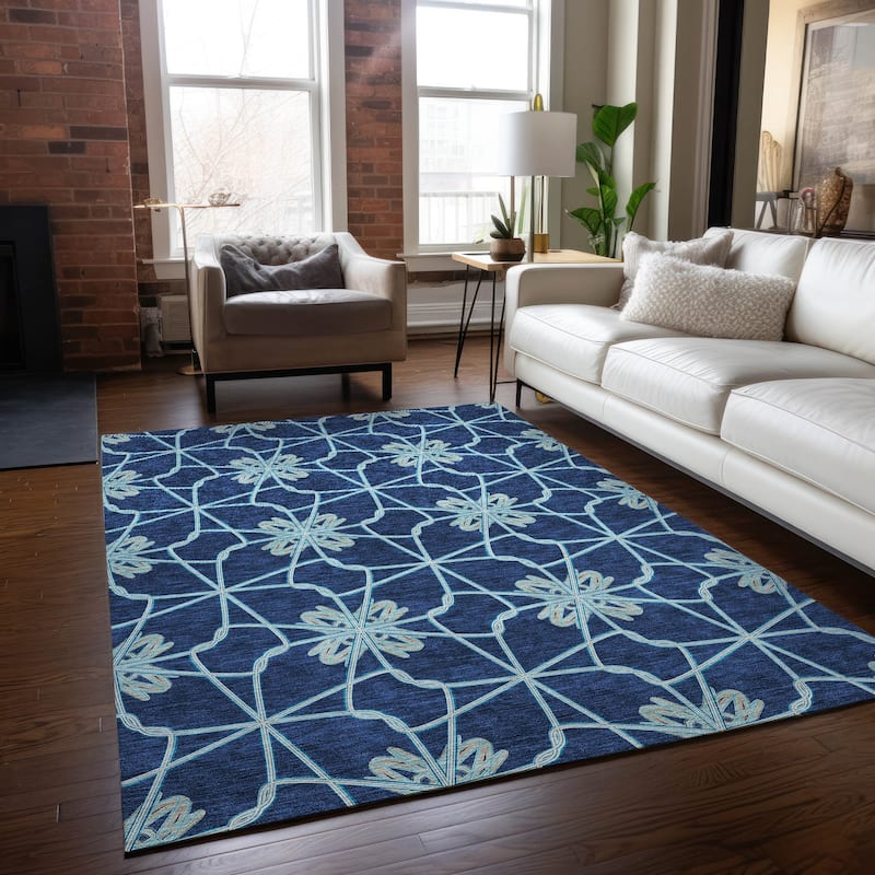 Machine Washable Indoor/ Outdoor Chantille Contempoary Whimsy Rug