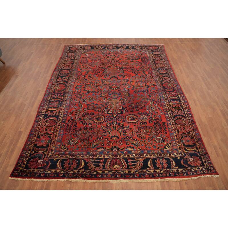 Hand Knotted Oriental 100% Wool Carpet Traditional Floral Oranges & Rust Lilian Area Rug - 11' 11'' X 9' 2''