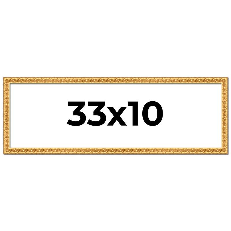 33x10 Frame Gold Real Wood Picture Frame Width 1 inches | Interior
