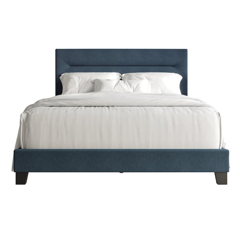 CraftPorch Simple and Clean Linen Upholstered Bed - Blue - Twin