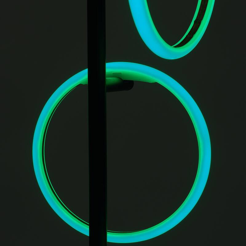 Brightech Saturn 66 in. Classic Black Industrial 3-Light Color Changing LED Floor Lamp with 3 Replaceable LED Rings