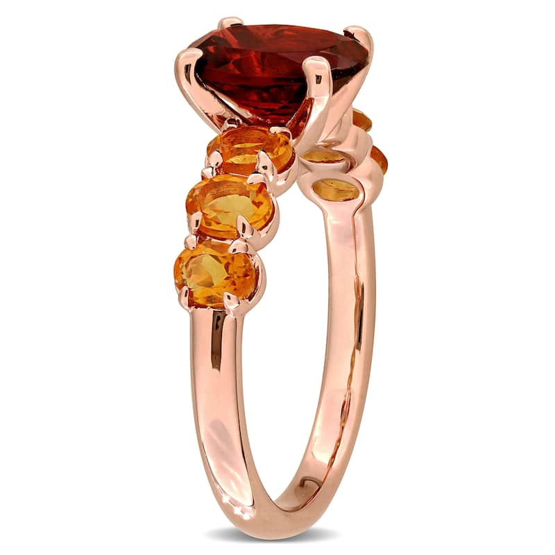 Miadora 3ct TGW Garnet Madeira Citrine Ring in Rose Plated Sterling Silver