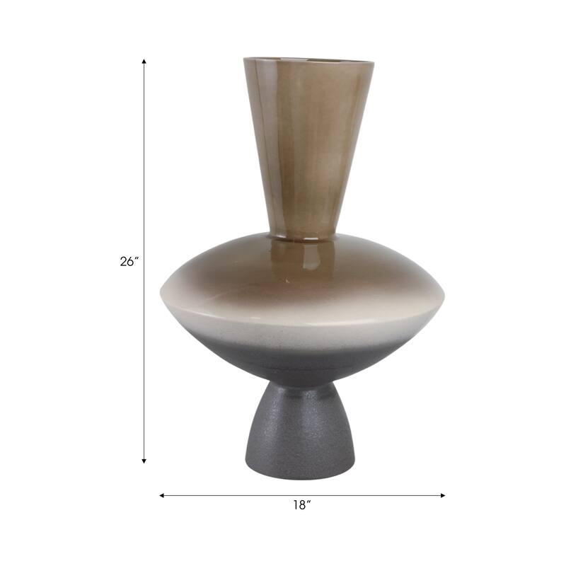 Pottery Vase Artesa Geometric Pedestal Form Handmade Flared Neck