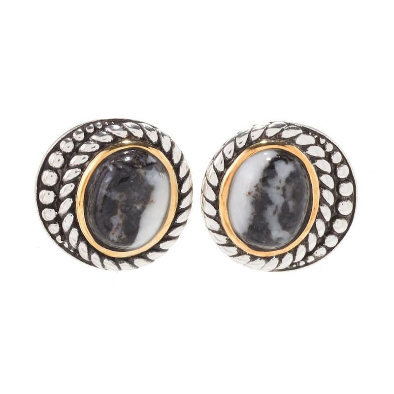Sterling Silver White Buffalo Gemstone Stud Earrings