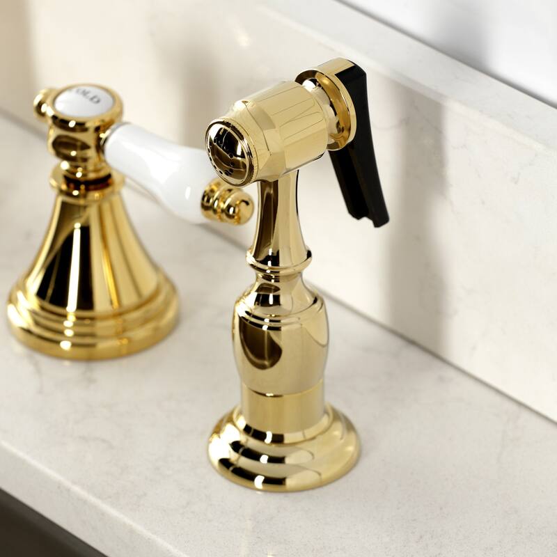 Kingston Brass Essex Double-Handle Wall-Mount Pre-Rinse Bridge Kitchen Faucet