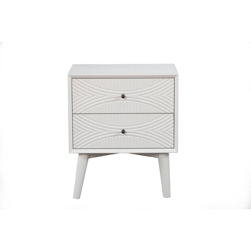 Tranquility Nightstand, White - Compact Bedside Table with Drawer and Open Shelf for Storage
