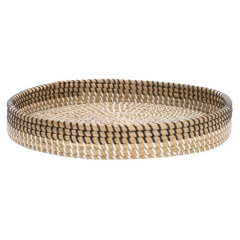 SAFAVIEH Helgard Round Tray (Fully Assembled) - 15.7 In. W x 15.7 In. D x 2.7 In. H - 16"W x 16"D x 3"H - White/Black