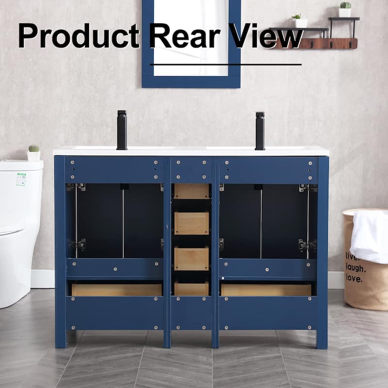 48" Bathroom Vanity Set W/Drop in Sink Faucet Cabinet Combo