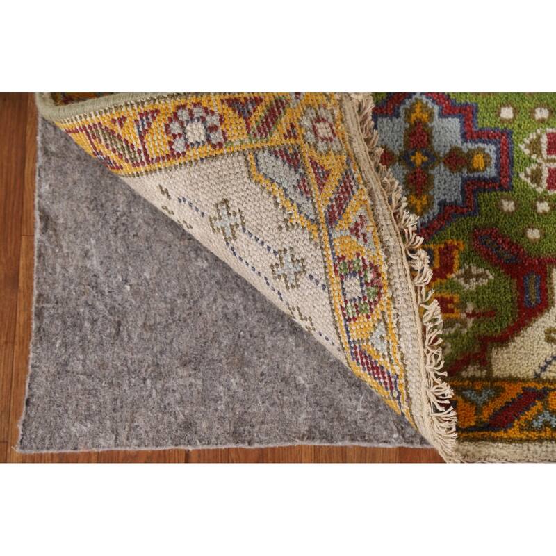 Geometric Beige Kazak Indian Rug Handmade Wool Carpet - 2'7"x 6'0"