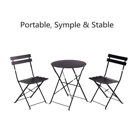 23.6ft Long Bistro Set Table And Chair 3 Piece - 23.6*28