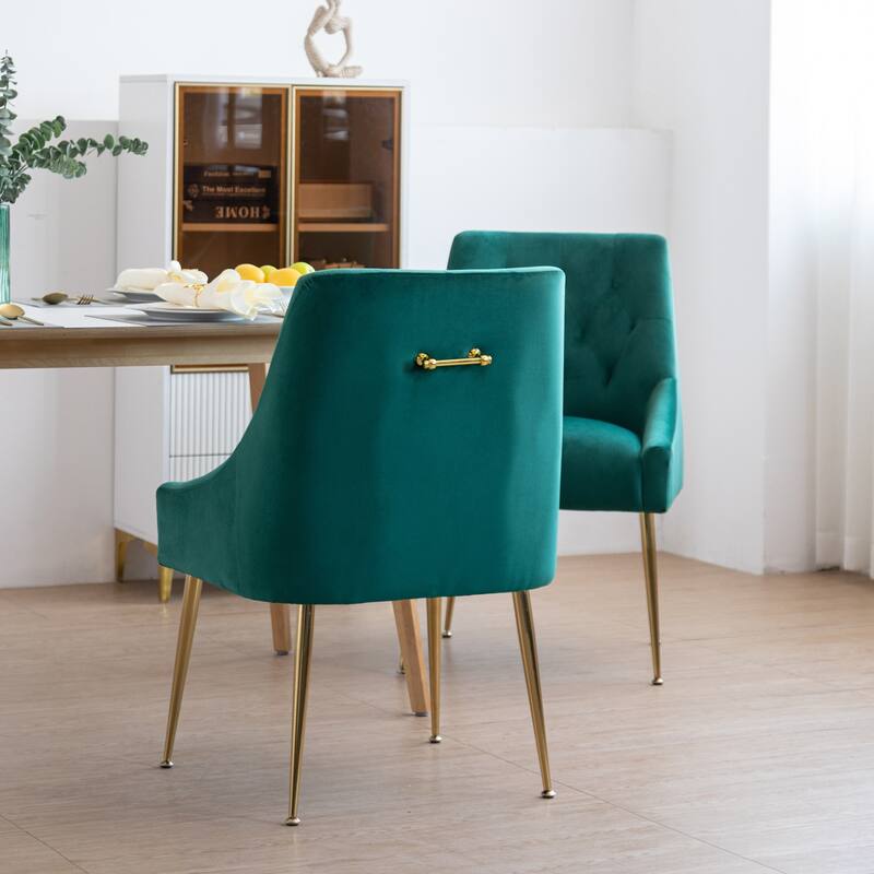 XINMICS Mid-Century Modern Velvet Dining Chair, Upholstered Parsons Chair, Set of 2