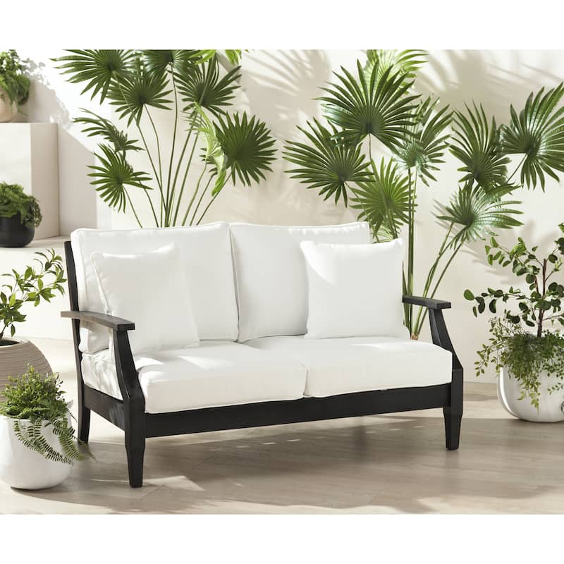 SAFAVIEH Couture Martinique Wood Patio Loveseat - 56"W x 35"D x 32"H