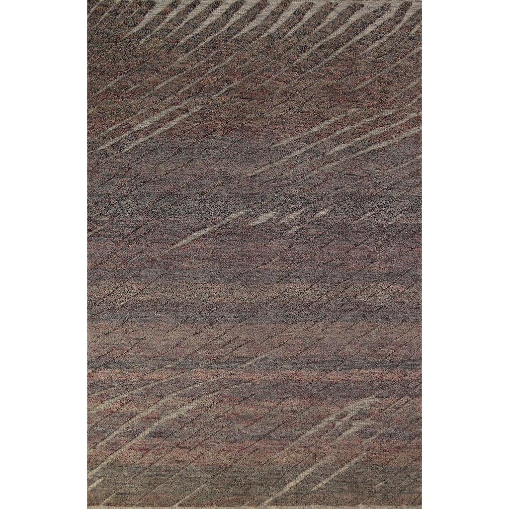 Striped Moroccan Indian Area Rug Hand-Knotted Wool Carpet - 5'1" x 8'1"
