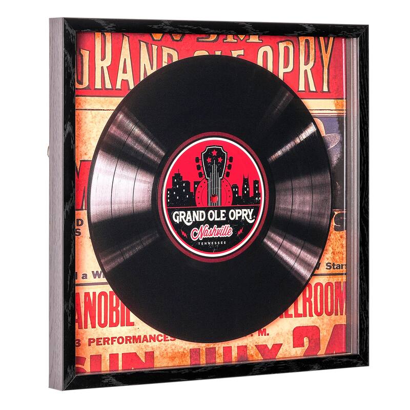 American Art Decor Grand Ole Opry Bill Monroe Themed Printed Vinyl Record in Shadowbox Frame - 14" x 14" - 14" x 14"