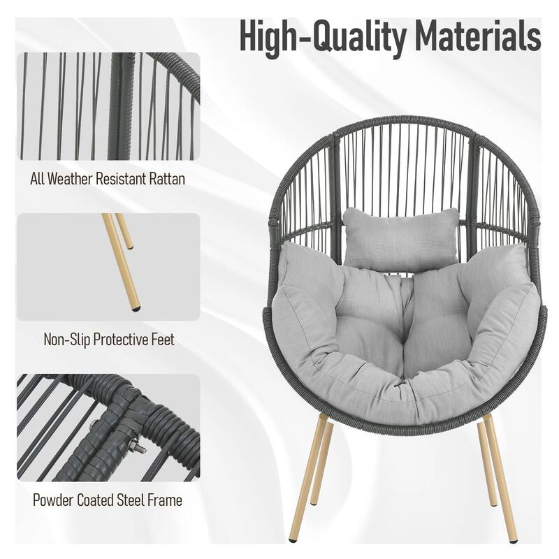 Outdoor Wicker Egg Chair with Ottoman Set