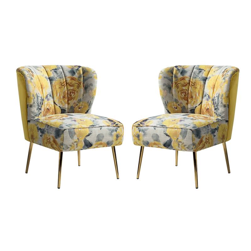 Almira Contemporary Upholstered Armless Side Chair with Tufted Back Set of 2 by HULALA HOME