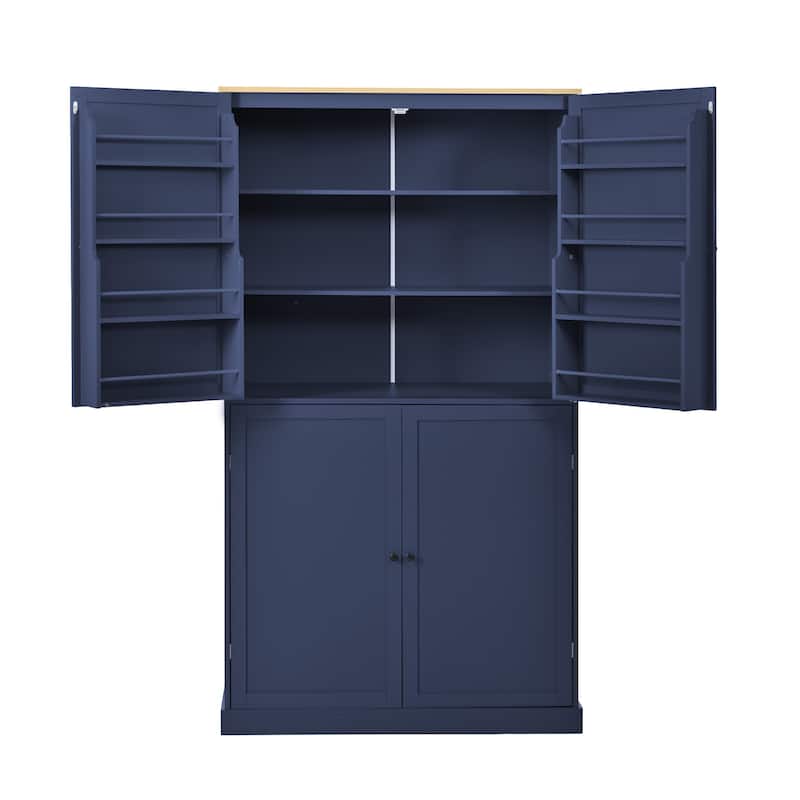 High Freestanding Kitchen Pantry Large Cupboard Storage Cabinet with 2 Drawers,2 Adjustable Shelves