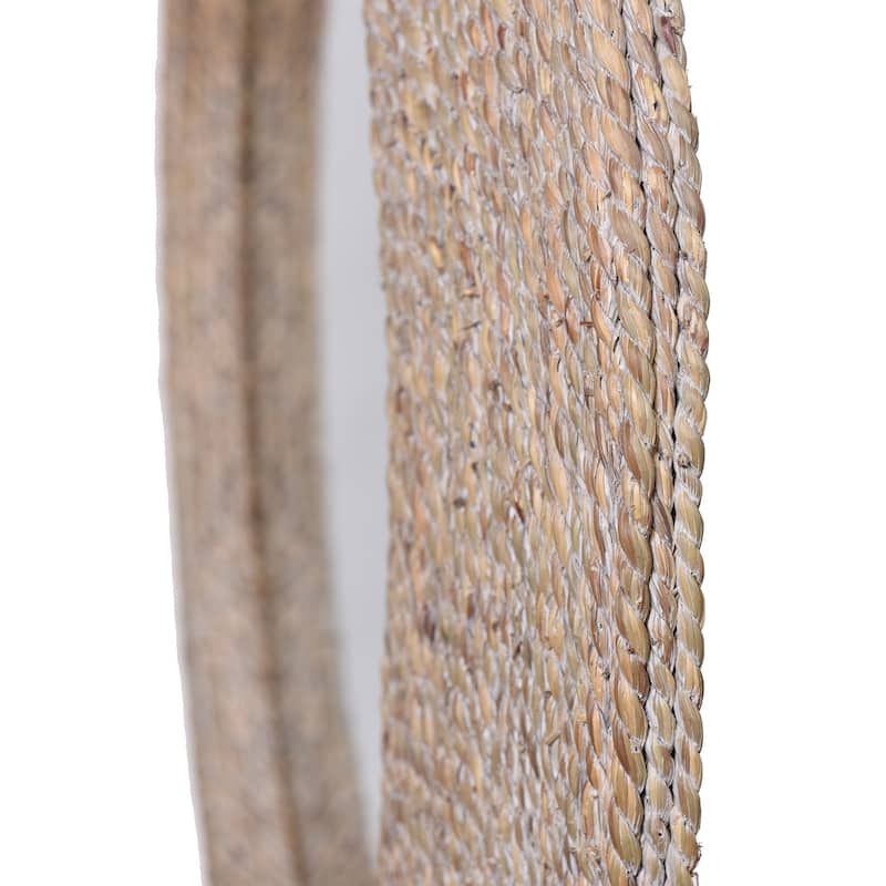 Harper - Whitewashed Round Wall Mirror with Rope Detail