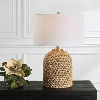 Knotted Rope Wrapped Table Lamp - 34" - Brown
