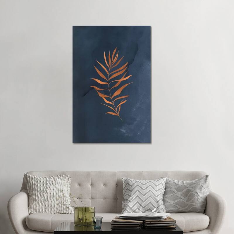 iCanvas "Navy Blue Monstera Leaf" by Nordic Print Studio Canvas Print - 48x32x1.5