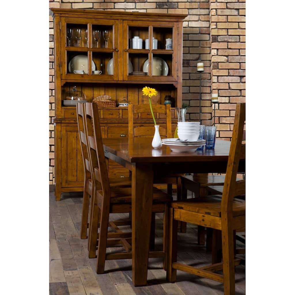 Dexter Upholstered Reclaimed Pine Ladder Back Dining Chair (Set of 2)