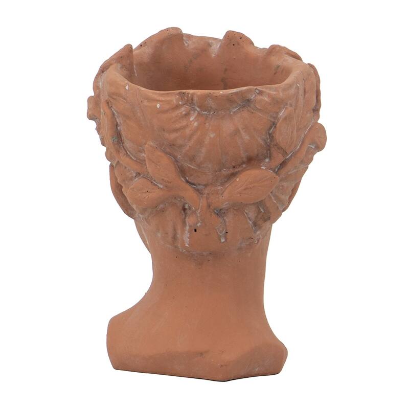 D6x9" Visage Head Bust Planter, Brown