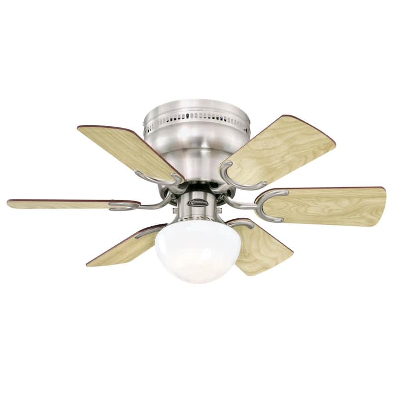 Westinghouse Lighting Petite 30-Inch 6-Blade Indoor Ceiling Fan with LED Light and Opal Mushroom Glass