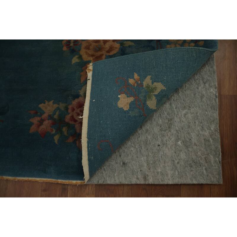 Hand Knotted Oriental 100% Wool Carpet Traditional Floral Green Art Deco Area Rug - 4' 11'' X 3' 1''