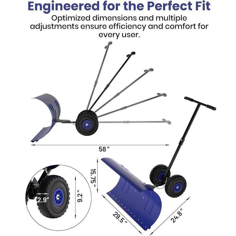 Heavy Duty Single Rod 29-Inch Steel Snow Shovel Plow for Driveways, Sidewalks, Yards