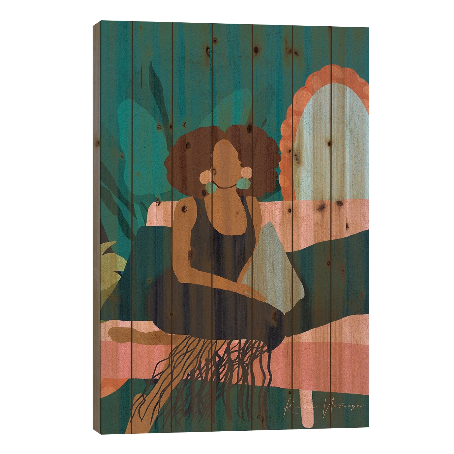 On My Couch Print On Wood by Reyna Noriega - Multi-Color