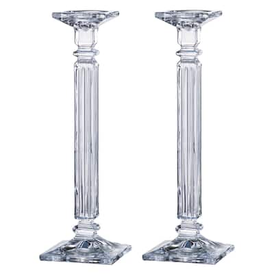 Majestic Gifts Inc European Glass Candlesticks -16" Height - Set/2 - 16"