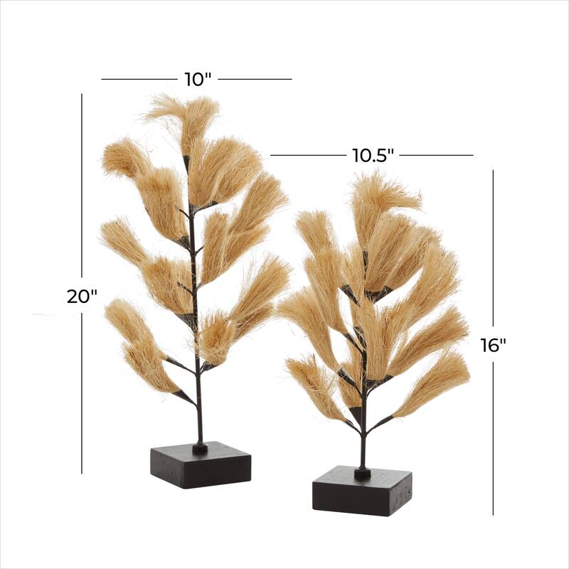 Brown Wood Coastal Sculpture Nature (Set of 2) - 10 x 10 x 20 and 11 x 11 x 16
