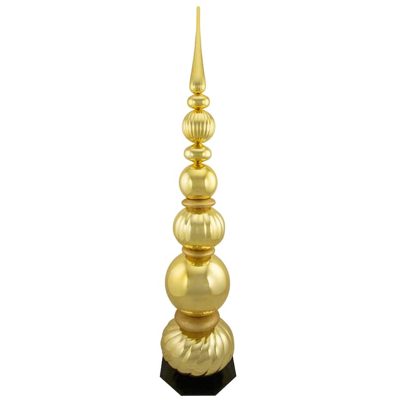 54" Shiny Gold Glittered Topiary Finial Tower Christmas Decor