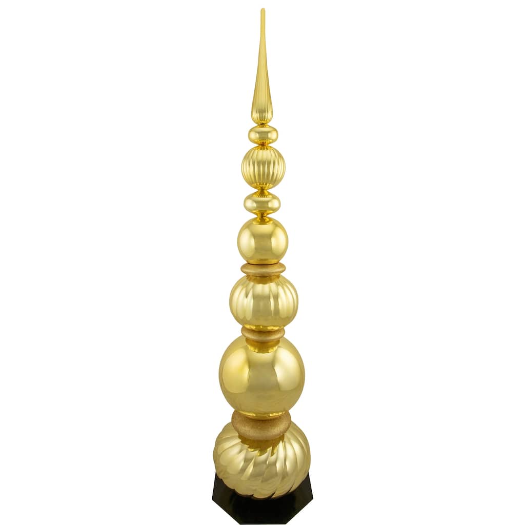 54" Shiny Gold Glittered Topiary Finial Tower Christmas Decor