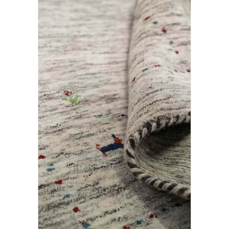 Hand Knotted Oriental 100% Wool Carpet Tribal Animal Pictorial Beige & Ivories Gabbeh Runner Rug - 8' 10'' X 2' 6''